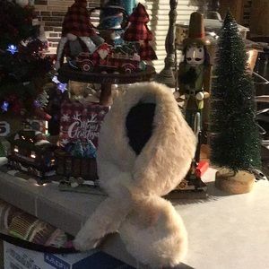 Faux Fur Collar Scarf Elegant Solid Color Soft Warm Plush Cross Scarf